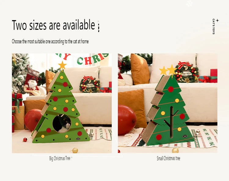 Petree Home Furniture Cat Tree & Scratcher Christmas Cat Scratching Board with Corrugated Paper & Sisal Climbing Frame Pet Toy