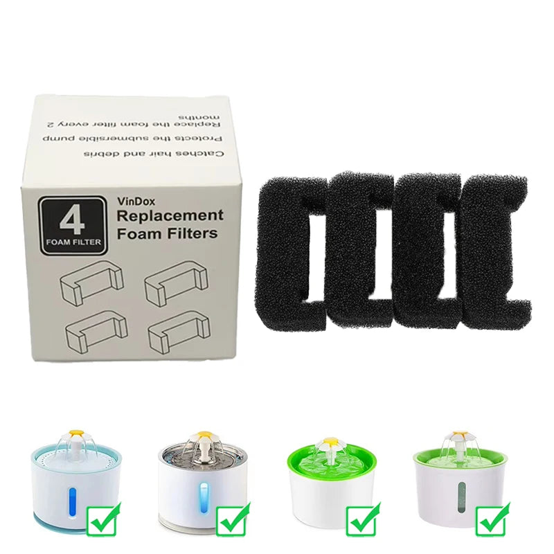 4PCS Black Sponge Filter for Pet Fountain Filter Cat Water Fountain Replacement Dog Fountain Foam Pet Manufacturer Filters