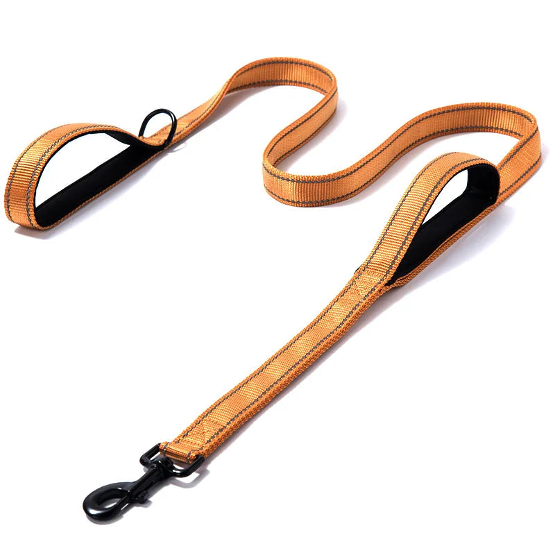 Reflective Dog Leash 2 Handles by Padded Traffic Handle for Extra Control Perfect for Medium to Large Dog Products