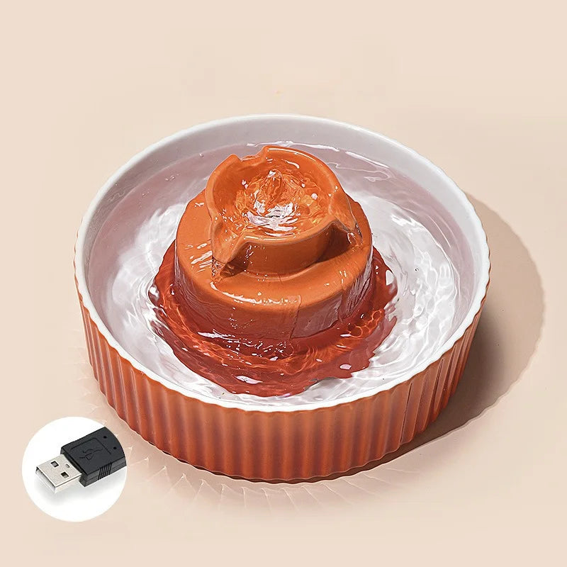 2..1L Ceramic Cat Bowl Cat Fountain with Activated Carbon Filter Custom LOGO Pet Water Dispenser Automatic for Cat Dog Drinking