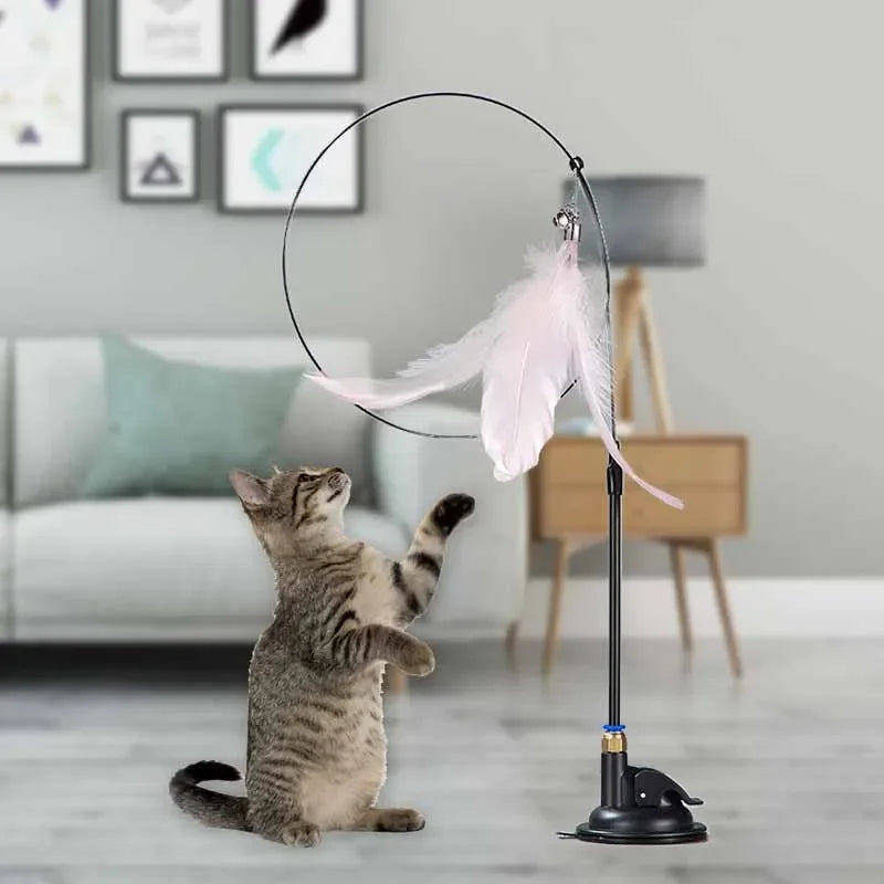 Funny Cat Toy Feather With Bell Sucker Cat Stick Toy Kitten Play Interactive Detachable Teaser Dog Training Toys Cat Supplies