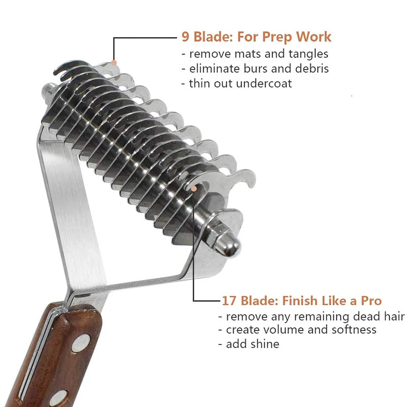 Dog Brush Pet Grooming Pet Comb Rake Removes Undercoat Knots Wooden Handle Puppy Groomer Pet Manufacturer Cat Brushes