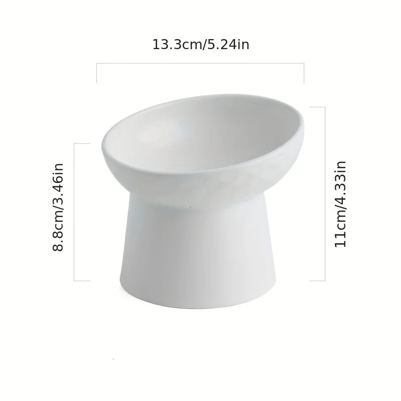 Ergonomic Ceramic Cat Bowl Angled Design for Neck Comfort Supportive Elevated Feeder Pet Dining Solution for Indoor Cats