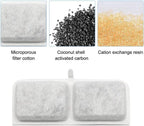 4PCS Automatic Cat Water Fountain Replacement Filters with Activated Carbon & Non-Woven Fabric Strainer Systems Easy to Clean