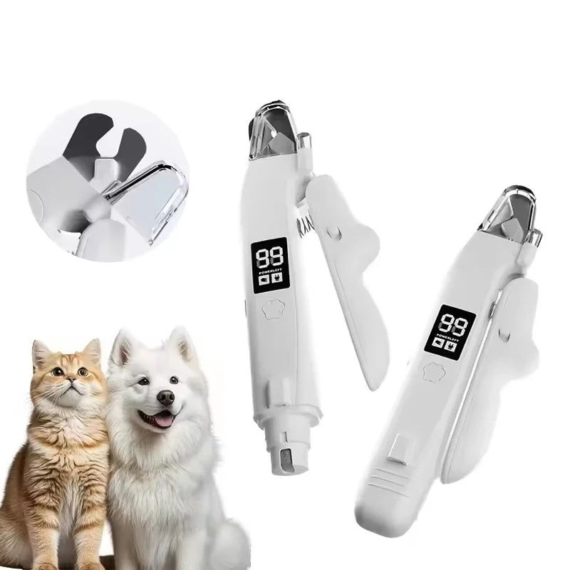 2 in 1 Pet Nail Trimmer Electric Dog Nail Grinder with 2 LED Lights USB Rechargeable Cat Nail Clipper Suitable for Dogs and Cats