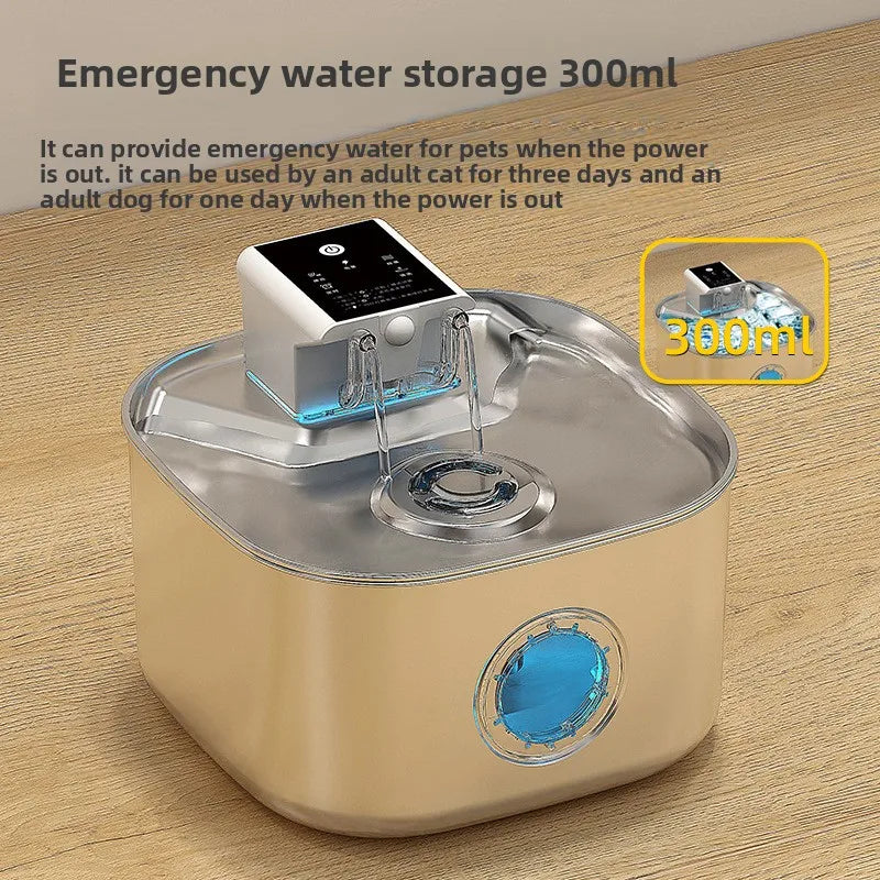 2026 New OEM 3.2L Stainless Steel Cat Water Dispenser Wireless Cat Water Fountain Smart Circulation Window Model for Multi Cats