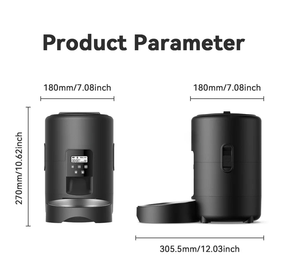 2L Durable Plastic Automatic Dog Feeder with LCD Display Portable Easy to Clean Button Control Smart Cat Feeder