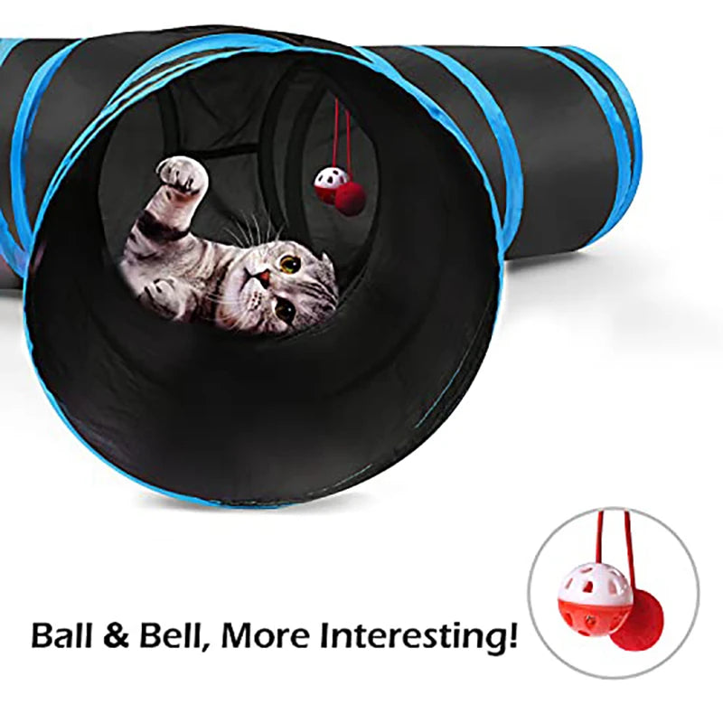 Interactive Eco-Friendly Cloth Cat Tunnel Toy 2/3/4/5 Tube Tunnels Extensible Collapsible Cat Play Tent Kitty Rabbit Small