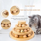 Interactive Cat Toy Rotary Table Solid Wood Pet Playing Stick Bell Baby Cat Automatic Cat Play Ball Pet Supplies