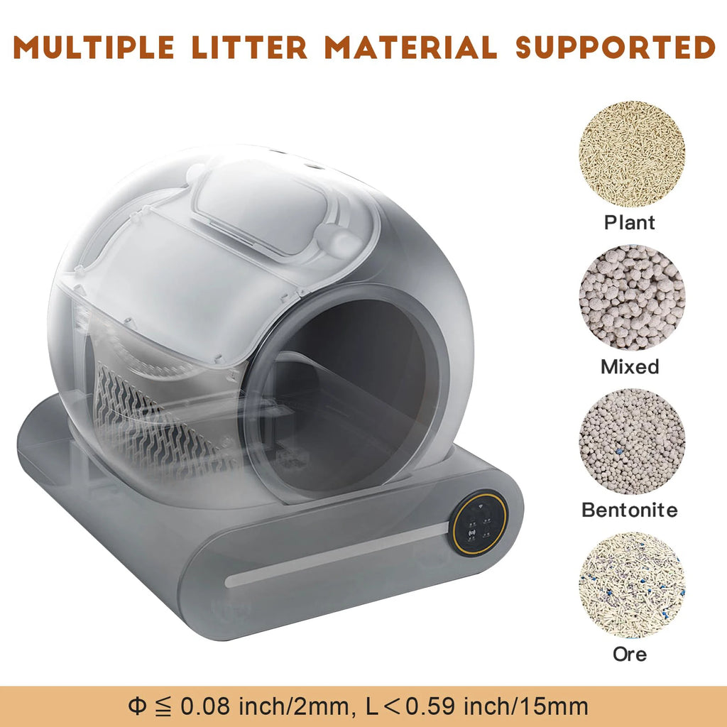 Tonepie 65L Automatic Cat Litter Box Smart App Control Self Cleaning Litter Box Fully Enclosed Pet Toilet Cat Litter Box