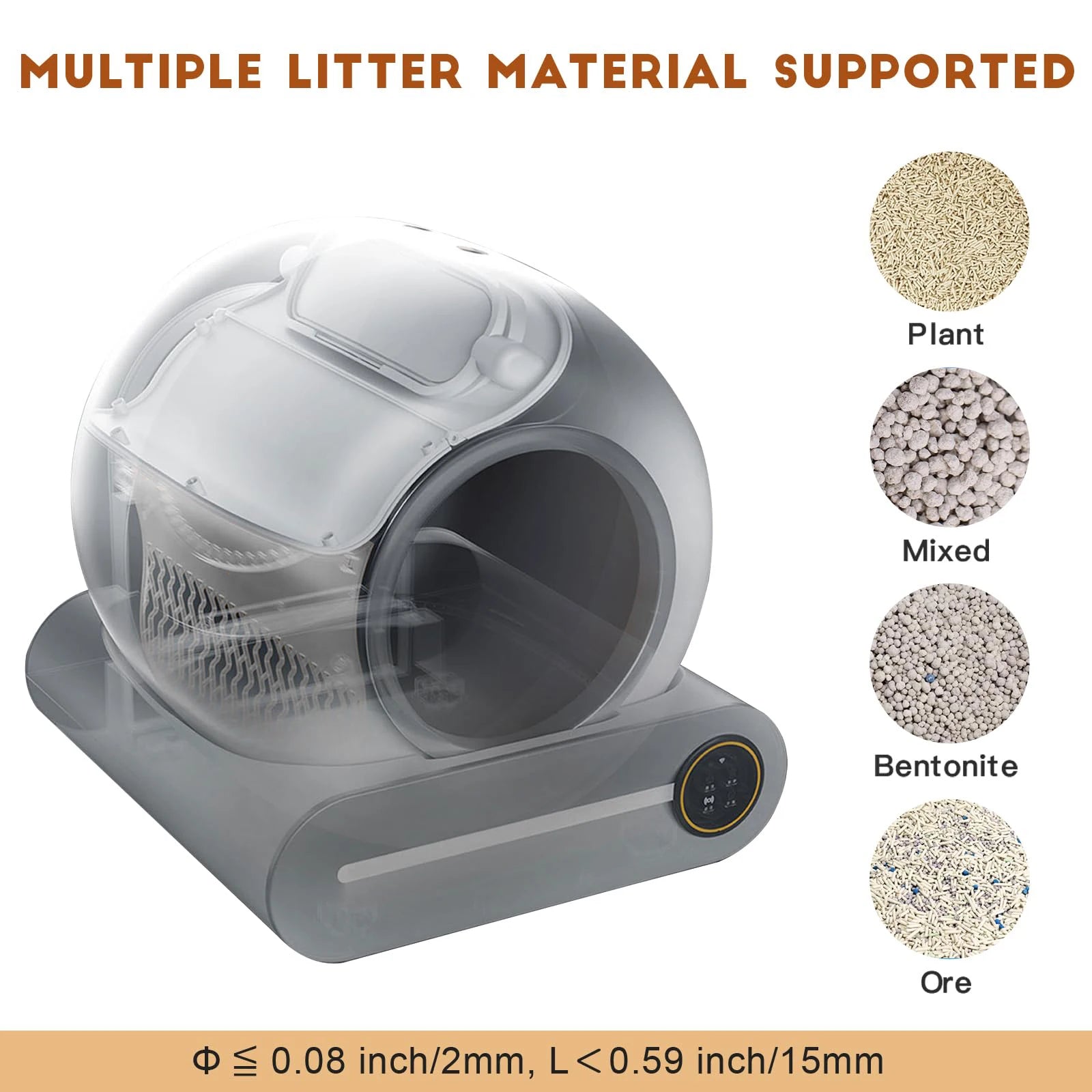 Tonepie 65L Automatic Cat Litter Box Smart App Control Self Cleaning Litter Box Fully Enclosed Pet Toilet Cat Litter Box