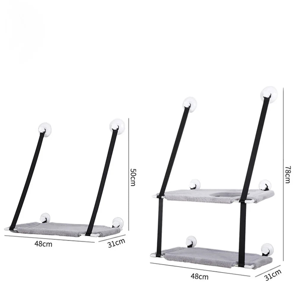 Double Layers Cat Hammock Window Indoor Cats Seat Shelves Kitten Limbing Frame Strong Suction Cups Bearing 25kg Cat Products