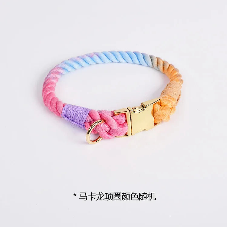 Large Medium Small Dog Products Personalized Pet Bow Tie Color Gradient Collar Metal Buckle Alloy D-Hook Polyester Cotton