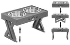 Raised Pet Bowl Stainless Steel Double Bowls Stand Non-Slip No Spill Dog Smart Height Adjusts Cervical Protectionto Large Dogs
