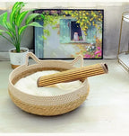 Removable Woven Cat Bed Upholstery Sleeping House Cat Scratch Floor Rattan Wear-resistant Washable Cat Cave Pet Supplies