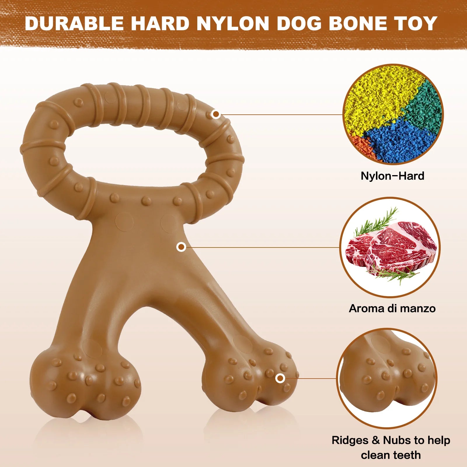 Durable Double Bone Dog Chew Toy Beef Flavor Christmas Deer Triceratops Interactive Nylon Chew Toy for Pups