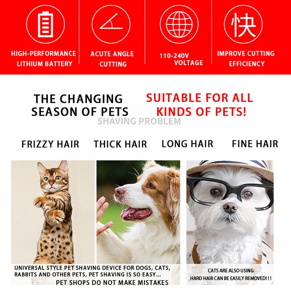 Electronic Pet Grooming Kit Dog Cat Clipper Dog Hair Trimmer Grooming Haircut Rechargeable Professional Dog Electric Shaver