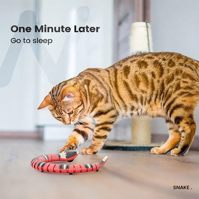 Automatic Cat Toys Interactive Smart Sensing Snake Tease Toys for Cats USB Charging Cat Accessories Game Play Toys