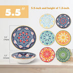 Ceramic Cat Bowls for Food Colorful Cute Cat Bowl Set of 6 Wide Shallow Whisker Friendly Microwave and Dishwasher Safe