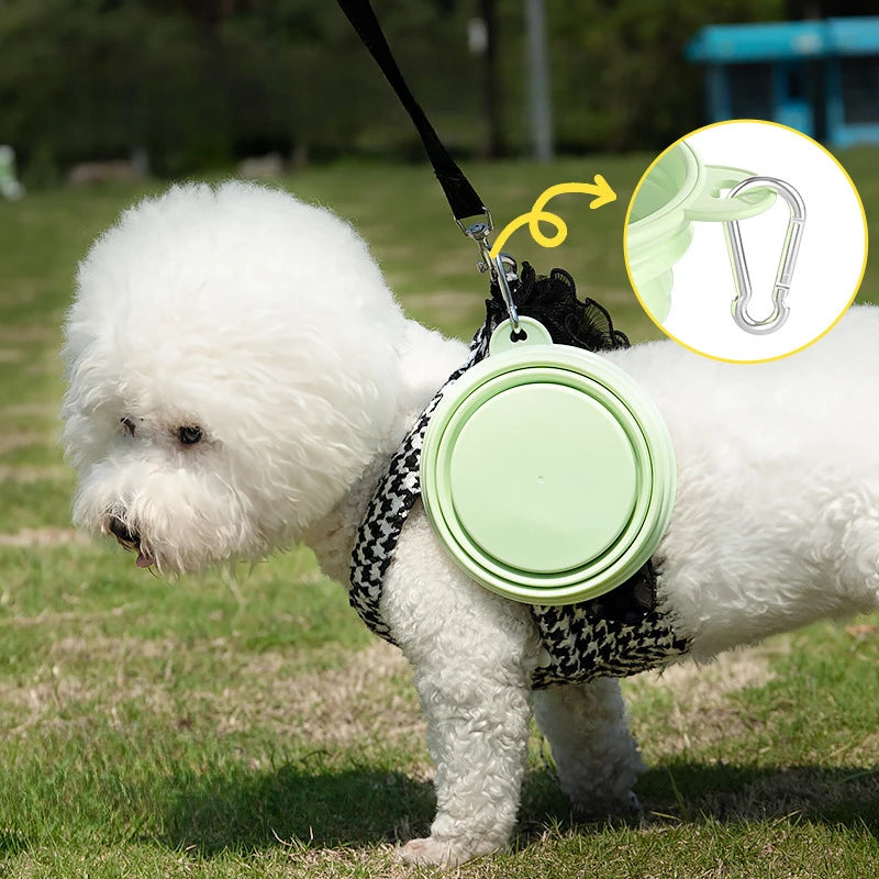 350ml Macaron Color Pet Portable Foldable Dog Bowl for Outdoor Travel Collapsible Dog Bowl Silicone Pet Drinking Water Bowls