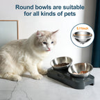 Stainless Steel Pet Bowl Cat Double Bowls With Raised Stand Non-slip Cat Food Water Dog Bowls Neck Care Dog Feeder Pet Supplies