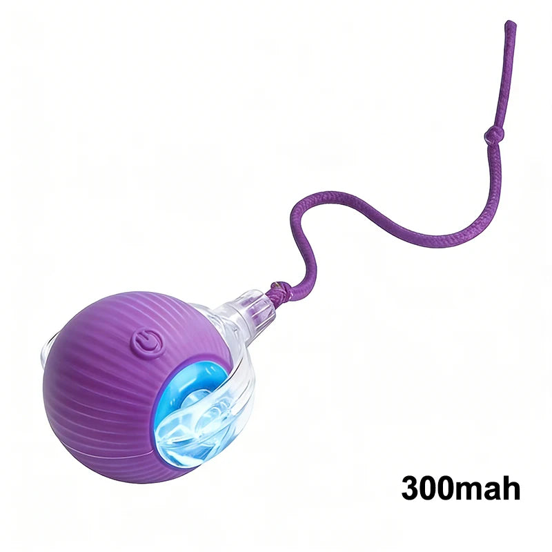 Electric Cat Toy Ball with Tail Rope 300mah USB Rechargeable Self-Moving Rolling Robot Mouse for Indoor Exercise for Kitten