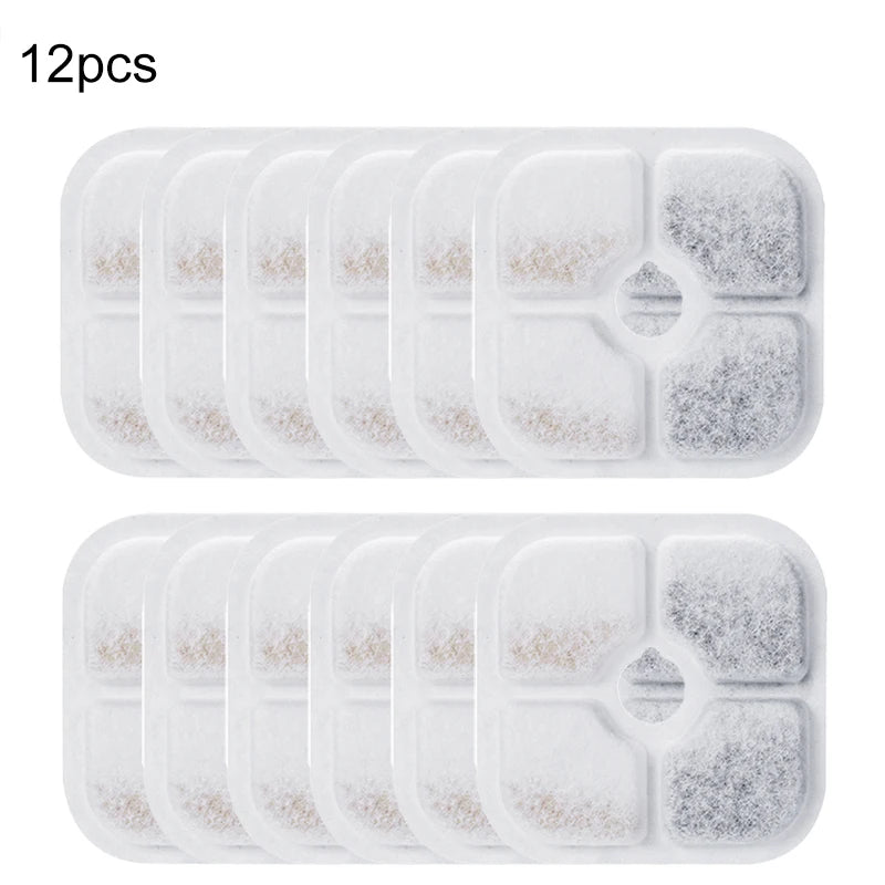 12pcs Pet Water Drinking Fountain Replacement Filters for Pixi Dog Water Dispenser Cat Fountain Activated Carbon Filters