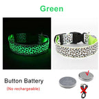 Adjustable Nylon LED Dog Collar Luminous Leopard Print Glowing Lights Electronic Pet Collars Night Safety Flashlight LED Collars