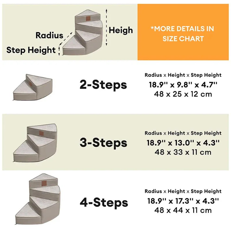 Custom Luxury Modern Foldable Waterproof Cotton Removable Spiral Pet Stairs Step Ease Anti-scratch Cover Dog Stairs