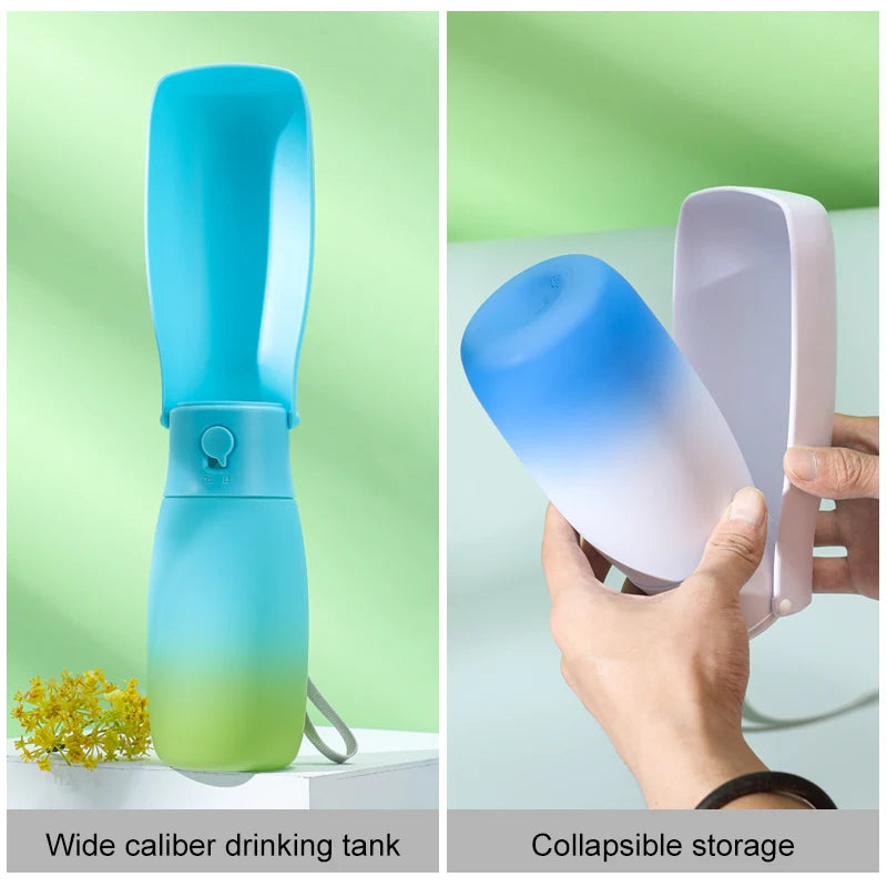 Gradient Color 3-in-1 Foldable Plastic Dog Water Bottle Collapsible Travel Pet Water Bowl with Filters
