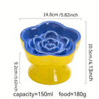 Colorful High-Footed Slow Feeder Ceramic Cat Bowls Anti-Spill Neck Protecting Pet Bowl for Small Dogs and Cats