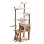 Eco-Friendly Cat Scratcher Tower with Sisal Posts and Wood Frame Cat Toys Tree Hammock Climbing Frame Carton Packed