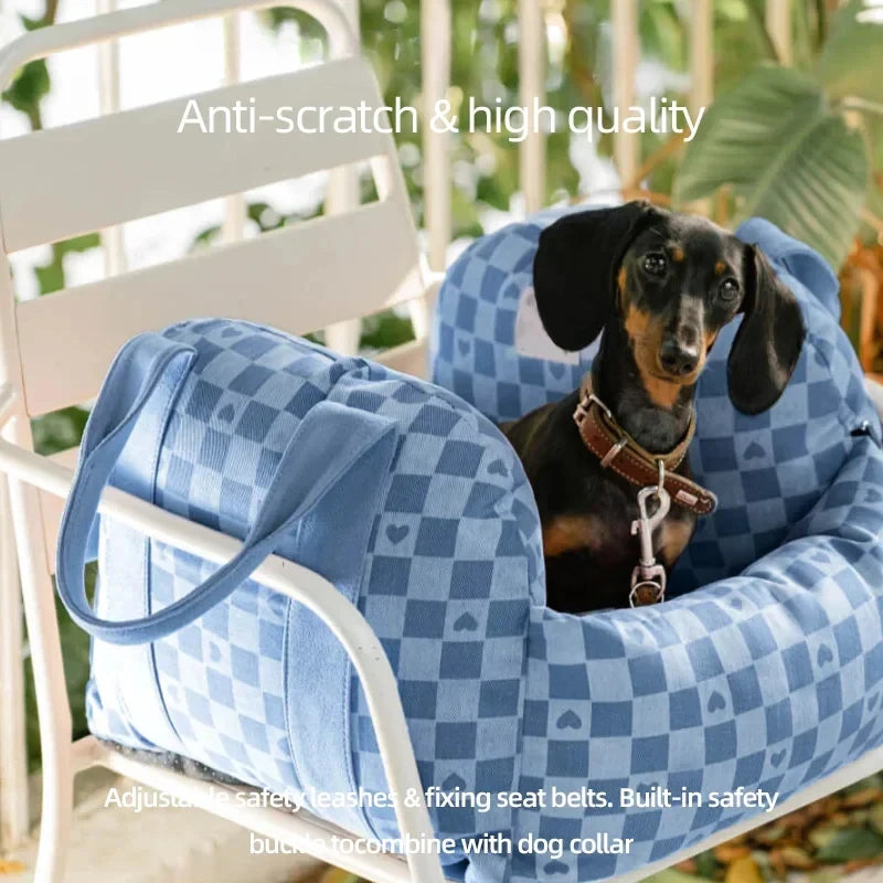 Custom Portable Dog Car Seat Nonslip Dog Carriers Safe Travel Kennel Bed for Small Dog Beds