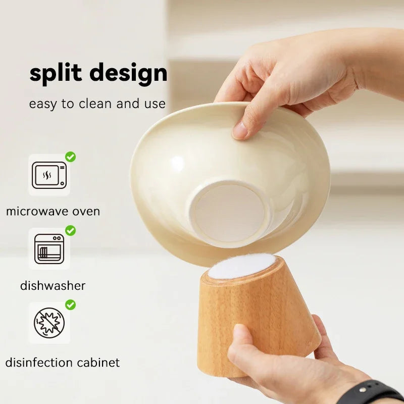 Raised Tilted Cat Food Water Bowl Pet Dog Elevated Drinking Eating Bowls with Wooden Stand Puppy Kitten Feeding Ceramic Cat Bowl