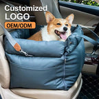 Luxury Faux Leather Dog Beds with Safety Buckles Customizable OEM Pet Booster Dog Car Seat for Cats & Dogs Custom LOGO