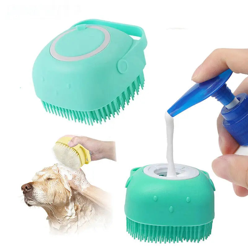 Pet Massage Bath Brush Shampoo Dispenser for Dog Cat Grooming Scrubber Pet Brush Supplies