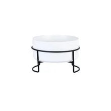 Ceramic Dog Bowls Set Stainless Steel Pet Feeder with Holder Double Bowls for Cats and Small Dogs