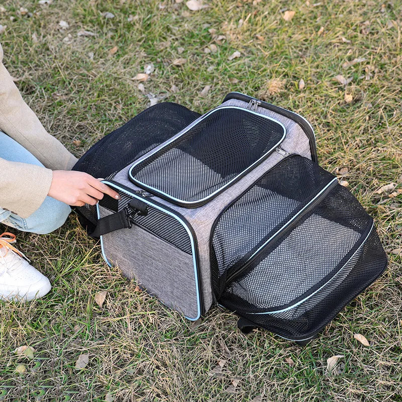 Soft Cat Handbag Pet Carries Bags 2 Sided Expandable Carrier Breathable Net Pet Outdoor Travel Shoulder Bags Cat Products