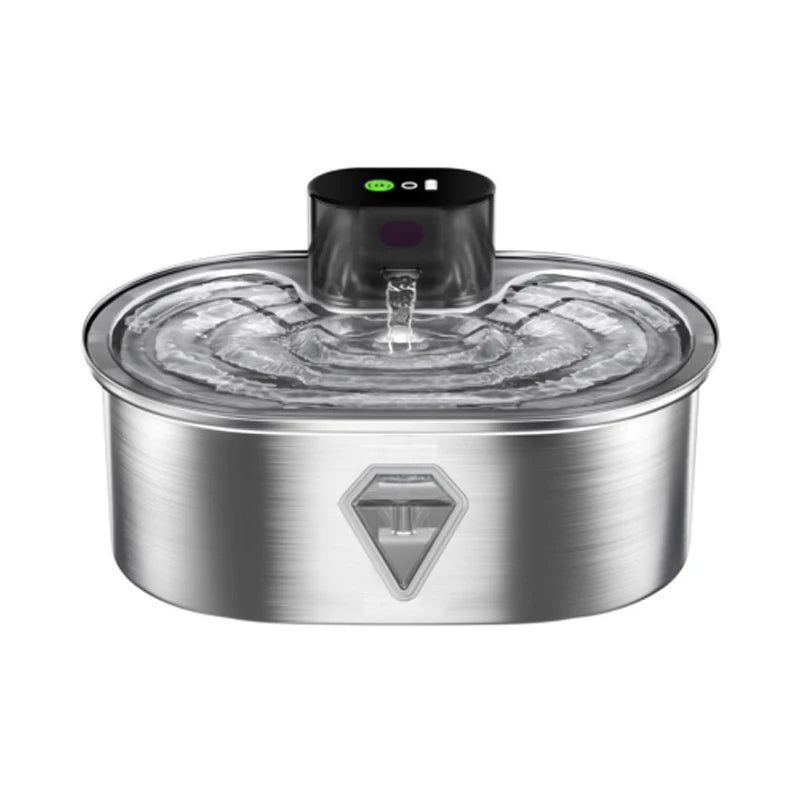 2025 New 3.5L Stainless Steel Cat Water Fountain 5000mah Battery Pet Water Dispenser Sensor Solid Pattern Charge for Cats Dogs