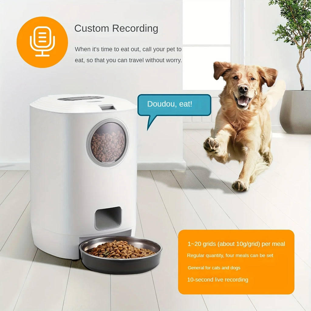 4.5L Automatic Dog Feeder Smart Pet Feeder for Cat and Dogs Auto 4 Meals Feeding Button Control Smart Dog Feeder