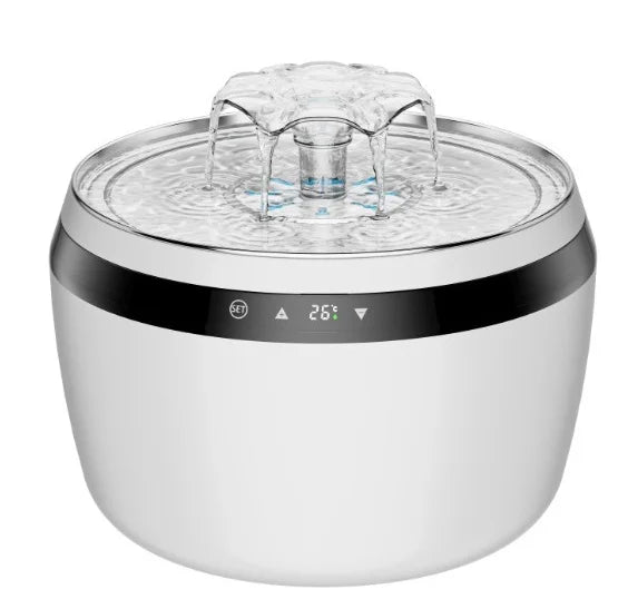 2025 New 2L Smart Pet Water Dispenser Touch Screen Heated Controllable Water Temperature Stainless Steel Cat Water Fountain
