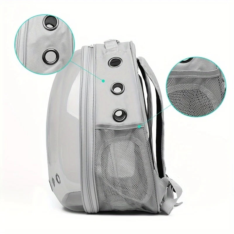 Large Capacity Cat Backpack Transparent Pet Carrier with Breathable Design Portable Double Shoulder Bag for Cats with Zip