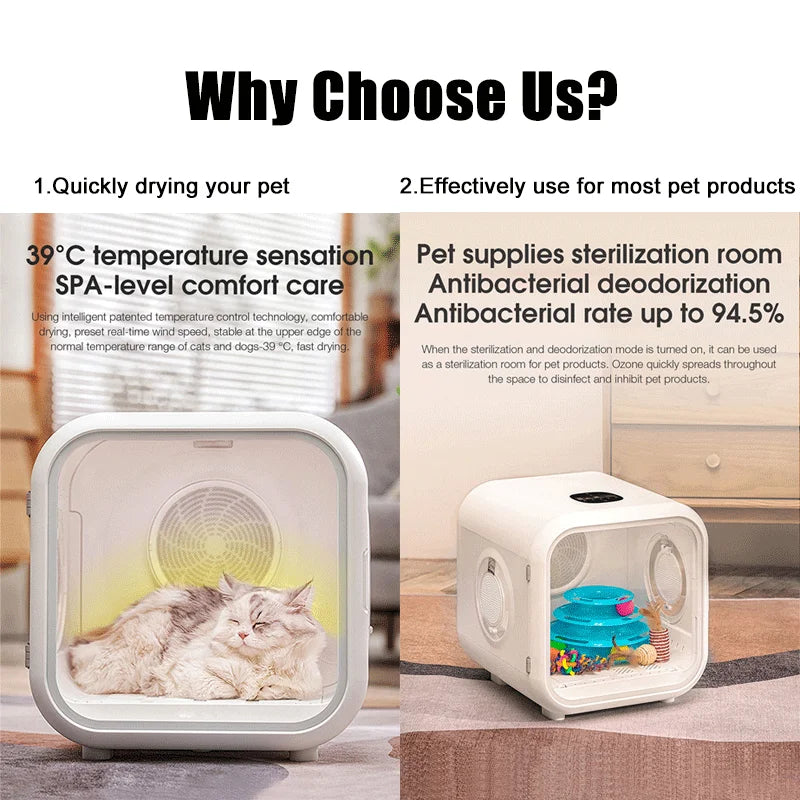 Pet Drying Box 900W 220V Automatic Dog Hair Dryer Cat Hair Blowing Machine 50L Smart Pet Hair Dryer Dog Cleaning Dog Products