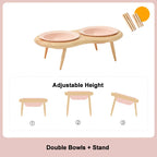 Ceramic Cat Bowl with Wood Stand High Shelf Tableware Set Puppy Double Food Bowls Small Dog Water Bowl Cat Feeder Pet Supplies