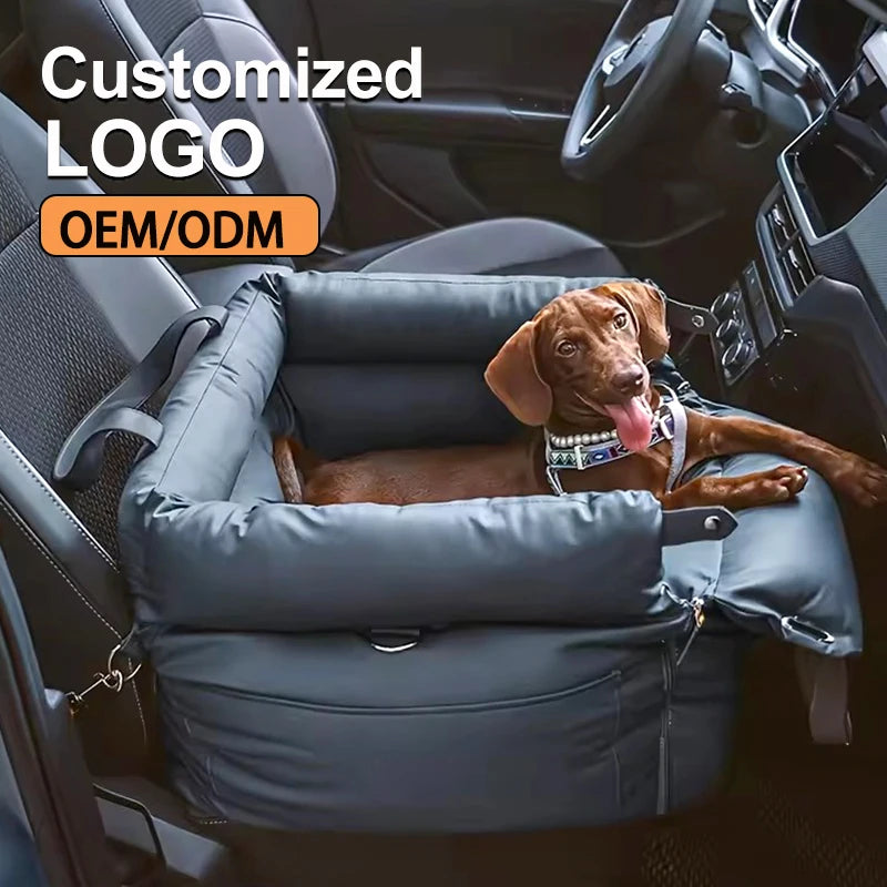 OEM LOGO Soft Stylish Dog Car Seat Cover Non-Slip Luxury Bed Adjustable Straps Removable Washable Cotton-Filled for Safe Travel
