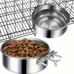 Stainless Steel Dog Bowl Dog Food and Water Bowls Anti-Spill Hanging Pet Bowl with Screw for Cage Dog Feeder
