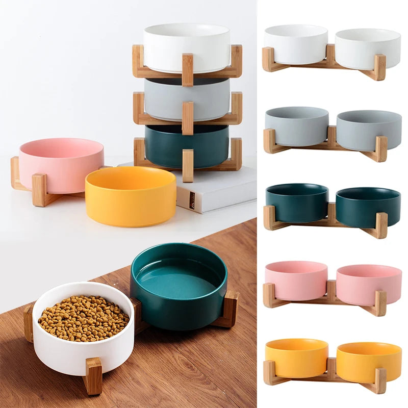 Ceramic Pet Bowl Cat Dogs Feeding Matted Elevated Dog Bowl Double Bowls Pet Food Water Feeder Wholesale Pet Manufacturer