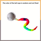 Automatic Rolling Cat Ball Toy with LED Lights Colorful Tail USB Rechargeable Fits All Cat Sizes Indoor Interactive Cat Toy