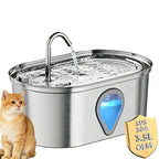 3.5L Stainless Steel Cat Water Fountain with Water Level Window Pet Fountain Cat Dog Water Dispenser for Multiple Cats Fountain