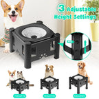 Stainless Steel Elevated Dog Bowls Adjustable Raised Pet Water Bowl Non-Slip Puppy Cat Slow Water Feeder 2.2L/75oz No Wet Mouth
